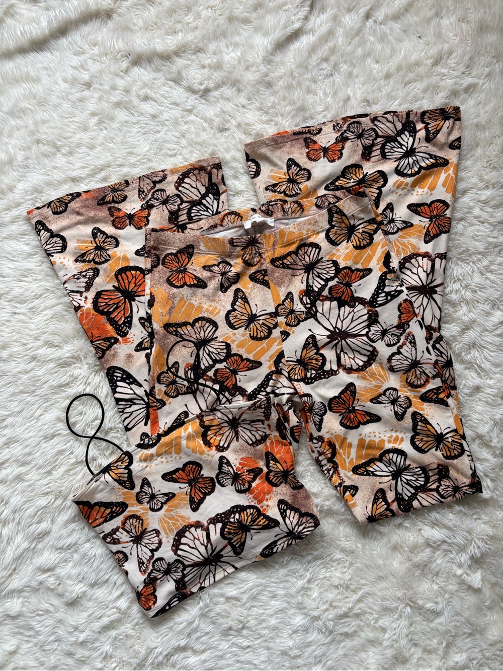 Bear Dance Women’s Butterfly Print Leggings and Tank Top — Orange/Black/Cream